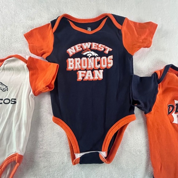 NFL Denver Broncos Baby Bodysuits 18M Set of 3 Orange Blue White - Picture 5 of 8